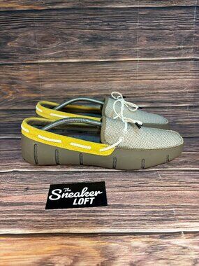 Swims Men's Braided Lace Slip On Loafers Khaki Yellow Shoes Size 12